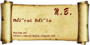 Mérai Béla névjegykártya